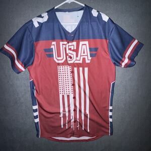 USA Button Up Baseball Jersey Shirt 2nd Amendment XXL Gun Right Greater Half